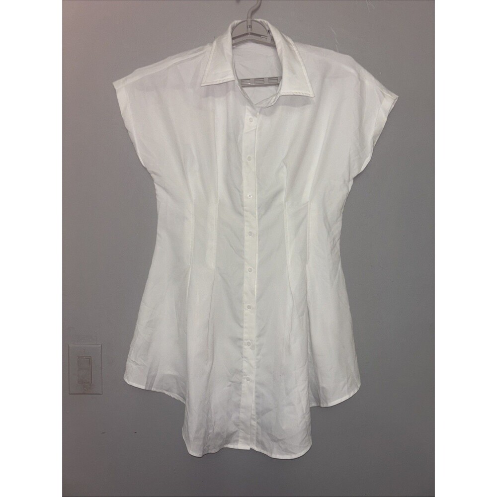 SHEIN Ez Wear Women’s Short Sleeve White Shirt Dress Size Large 8/10